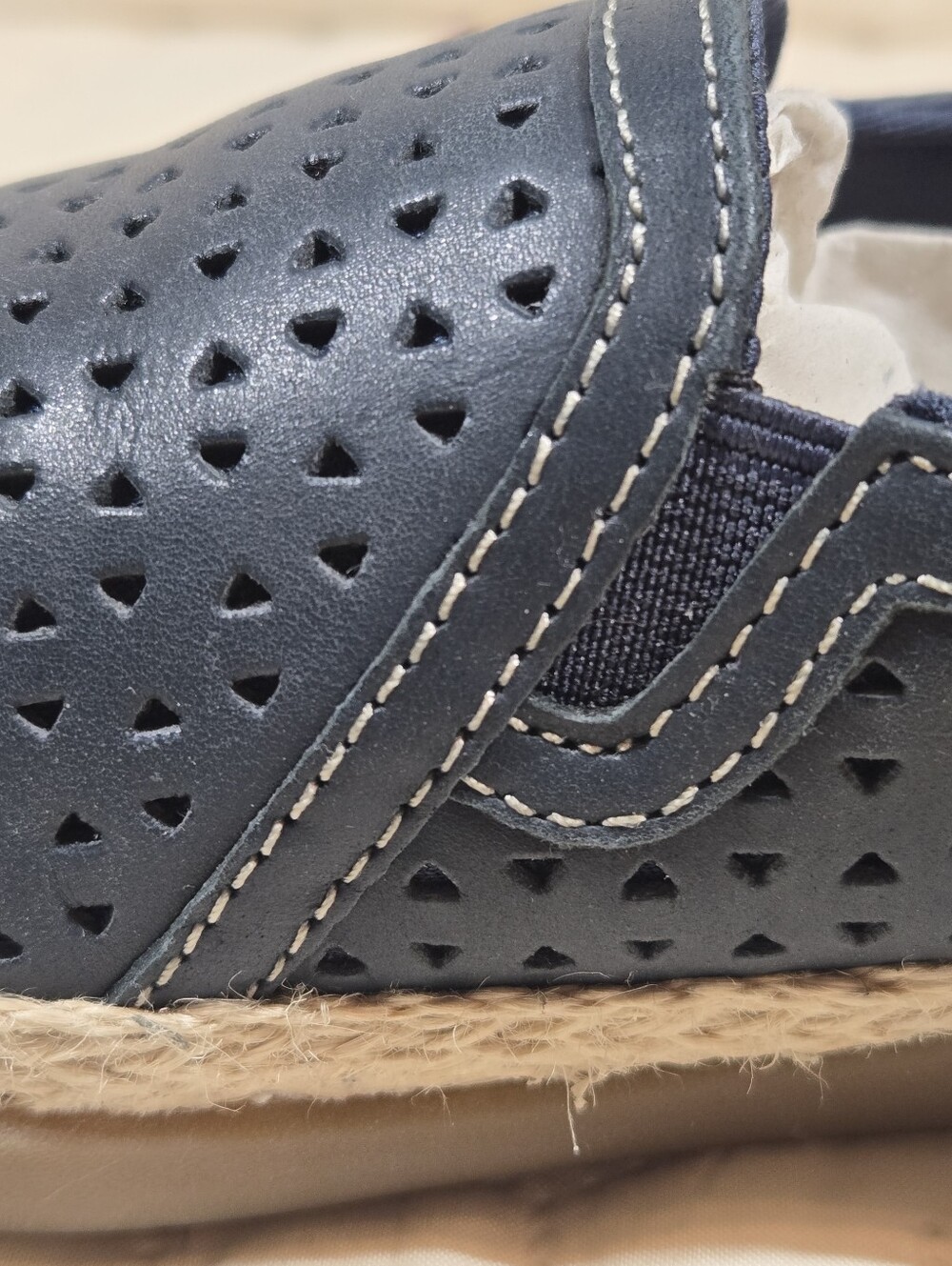 Womens Clarks Elaina Ruby Espadrille Slip-On Leather Flats - Navy Blue - Sz 9 - Picture 5 of 9